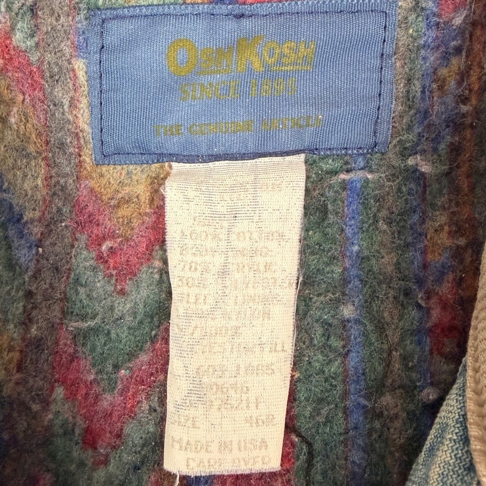 Vintage 80s OshKosh BGosh Blanket Lined Denim Chore Jacket USA Made Workwear 46R - Picture 7 of 15